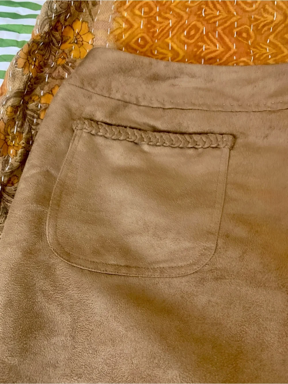 Cato Camel Mini Skirt with Front Patch Pockets